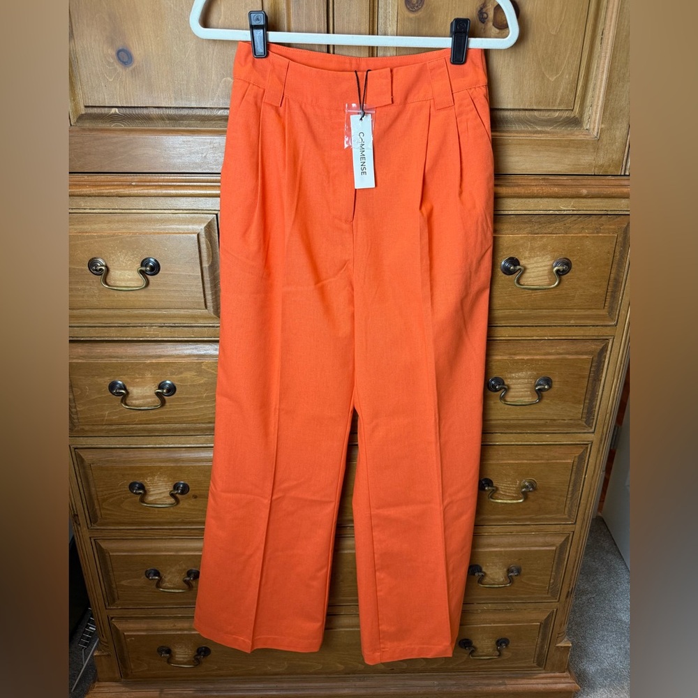 Orange Wide Leg Pants by Commense